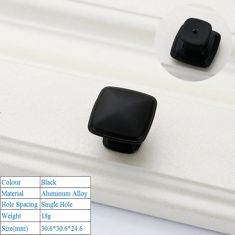 9009-Single Hole Черный Американский Алюминиевый сплав дверные ручки шкаф выдвижной ящик кухонный шкаф ручки для оборудование для обработки мебели аксессуары - Цвет: 9009-Single Hole