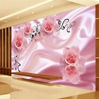 3D Романтические Розовые розы цветы лоза настенная Ткань Современные шелковые обои для гостиной ТВ фон домашний декор настенное покрытие
