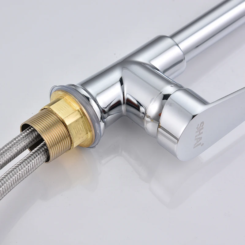 shai chrome finish kitchen faucet hot cold water tap 360 degree rotation torneira cozinha mixer brass ontology angle sh3208 free global shipping