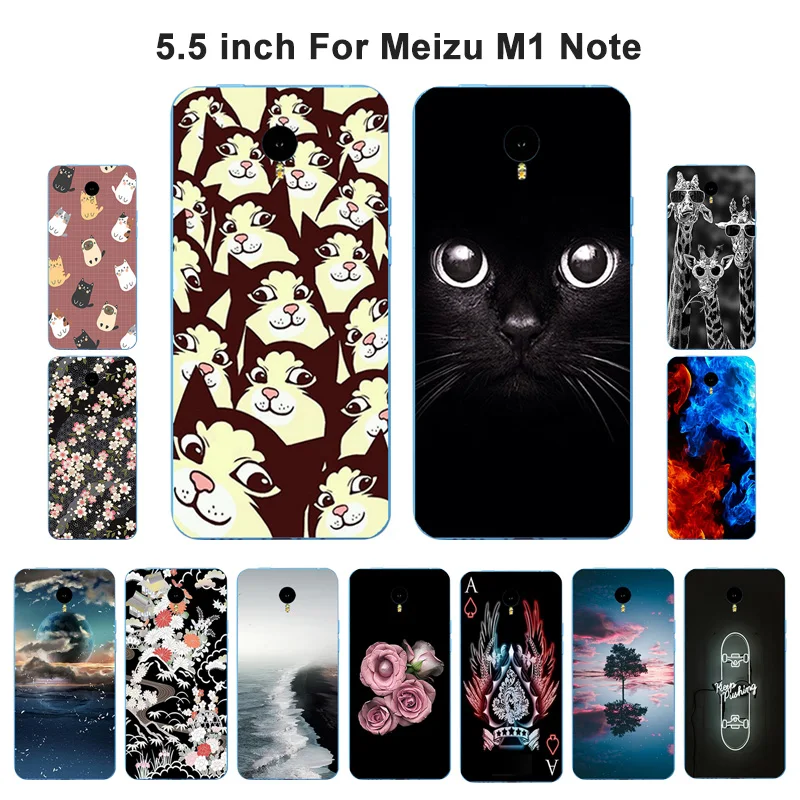Мягкий силиконовый чехол для телефона Meizu M1 Note черный матовый с рисунком Blaze NOTE