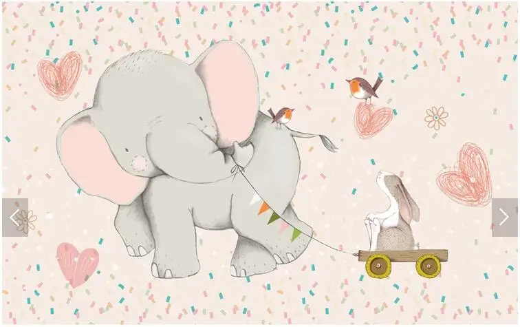 Пользовательские papel сравнению infantil, мультфильм обои со слоном росписи для детская спальня диван фон домашний декор papel де parede