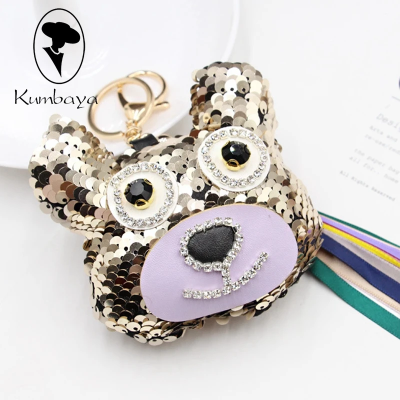 Различные Цвета Блёстки Мультфильм Ключ Цепи DIY одежды ручной работы Брелоки