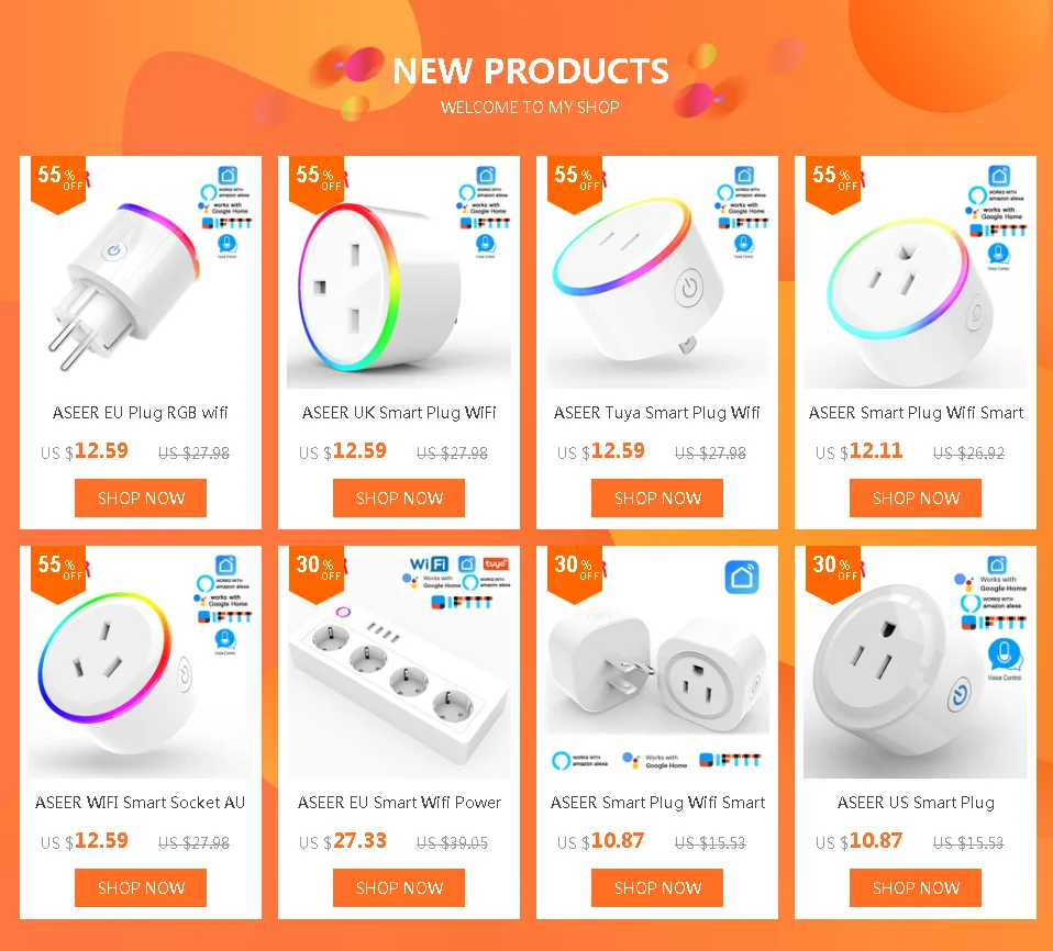 ASEER EU Smart Wifi Power Strip 16A,4 USB Port Surge Protector Multiple Power Sockets 3450W,Work with Alexa Google Home IFTTT