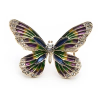 wulibaby alloy rhinestone enamel butterfly brooches women mens metal insects hat scarf broche gifts