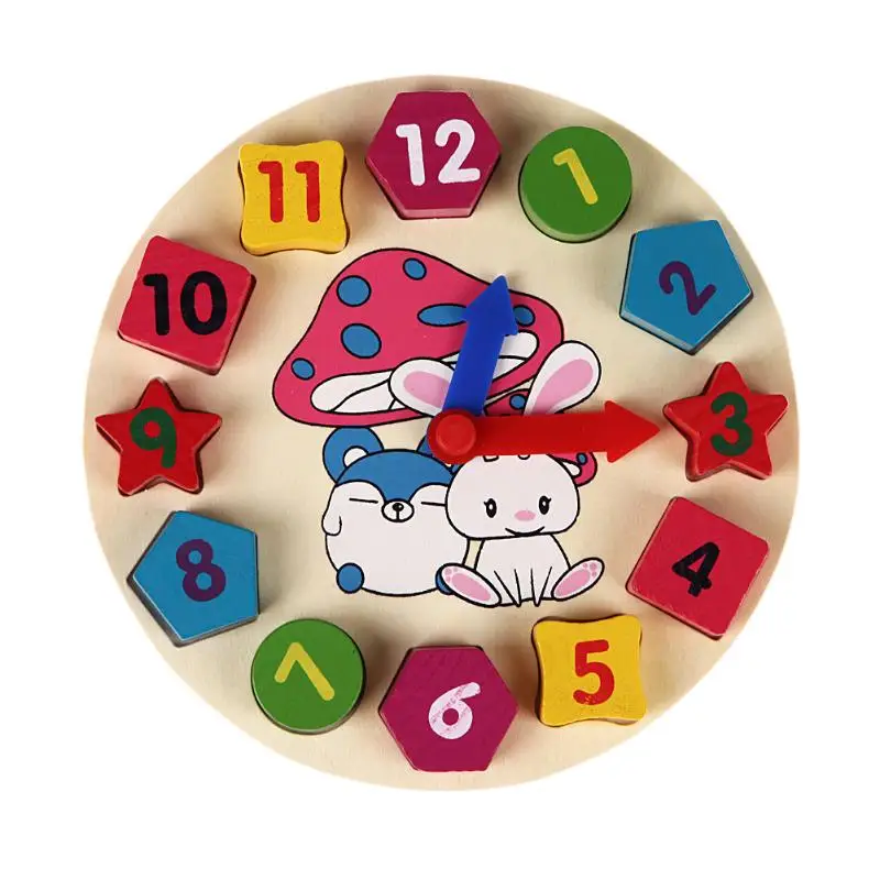 

Деревянные детские игрушки-пазлы для раннего развития, 12 чисел, цифровые геометрические часы, деревянные часы, геометрические головоломки, ...