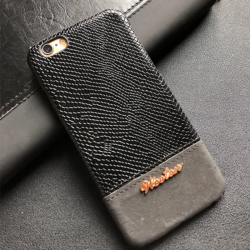 Black Чехол для телефона из искусственной кожи змеиная кожа для iPhone 11 Pro 6s 6 7 8 Plus X XS Max XR защитный чехол противоударный жесткий чехол для задней панели ПК чехол - Цвет: Black