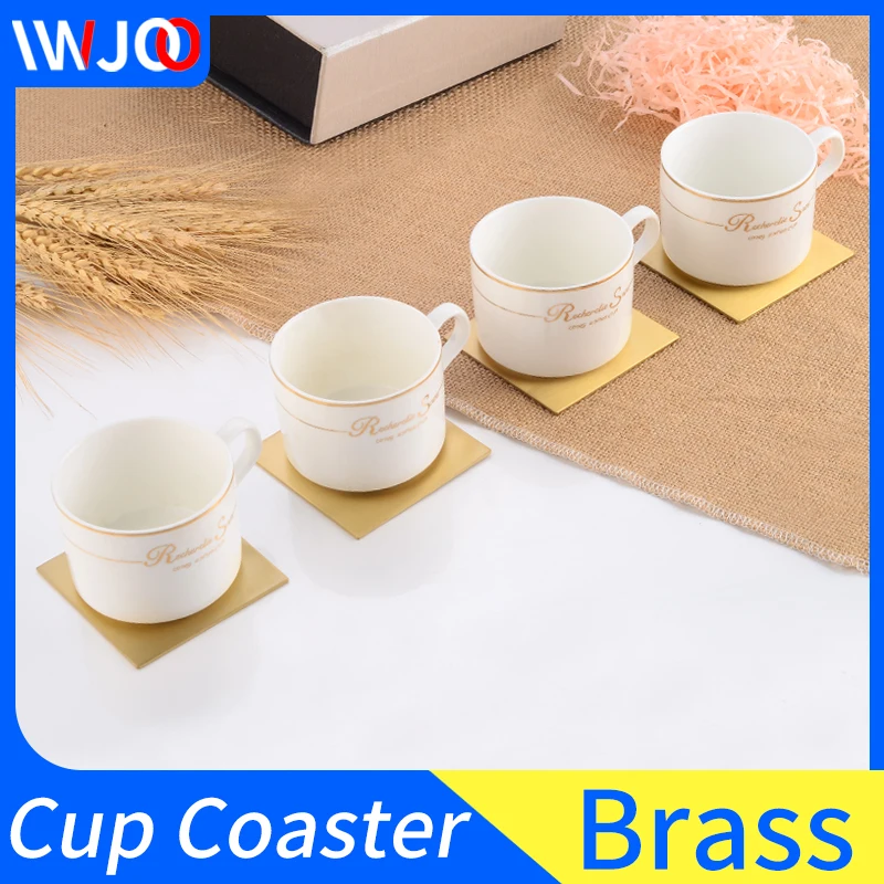 

Tea Cup Coaster Brass Gold Placemat for Dining Kitchen Table Decoration Coffee Milk Cup Mats Waterproof Drink Mug Coasters Pads