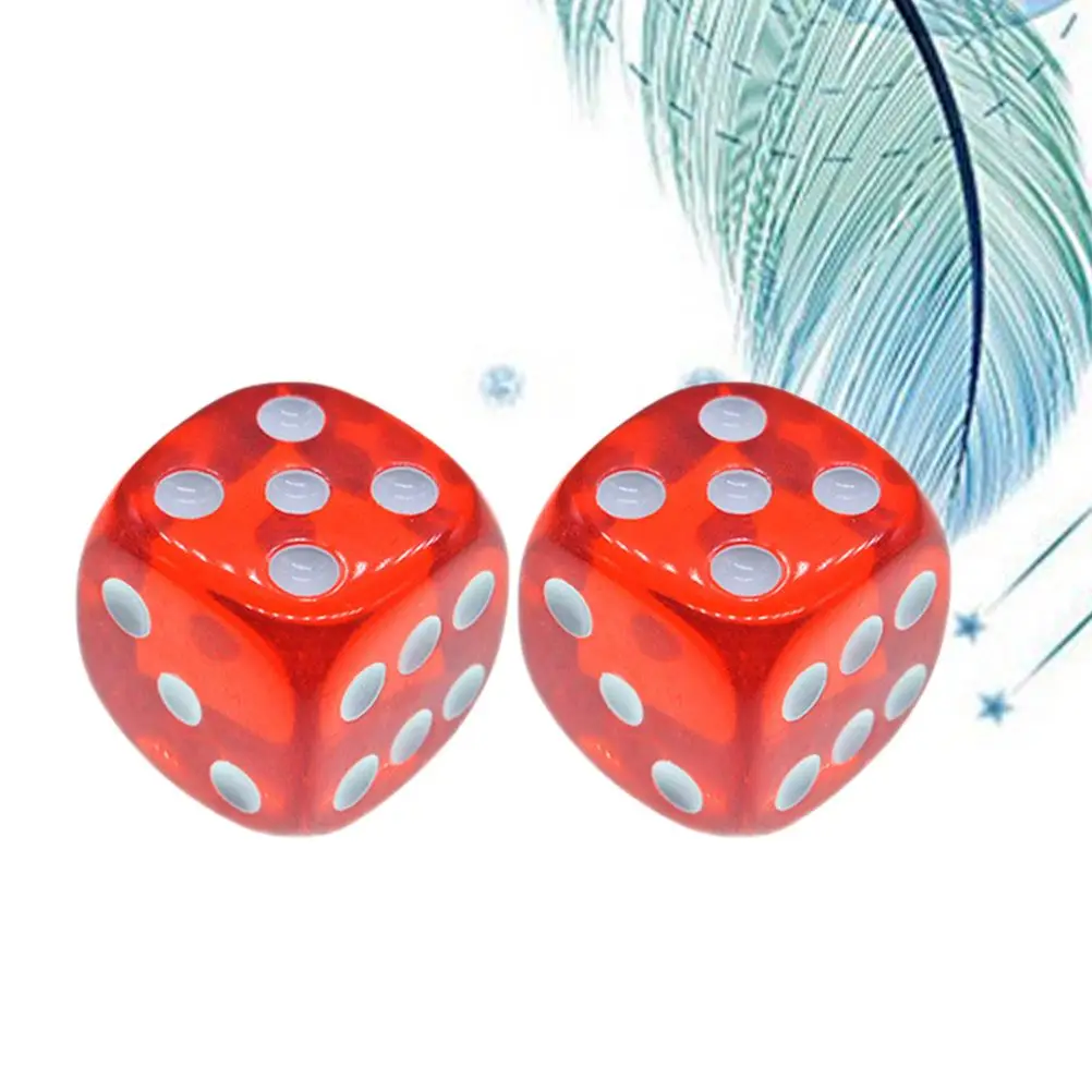 4Pcs Dice 18mm 6-Sided Solid Red Dice Translucent Rounded Corner Dados for Games Party Dices Gambling Accessories Dobbelstenen игральные кости