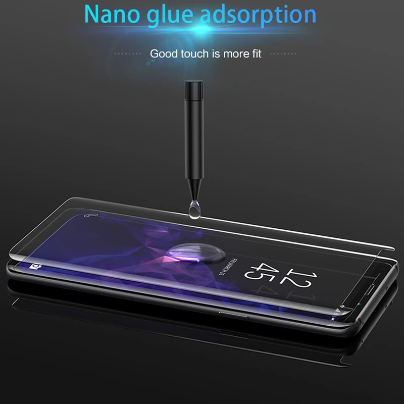 6D жидкость для экрана УФ Полный Клей закаленное стекло samsung Galaxy S8 S9 Note 8 протектор