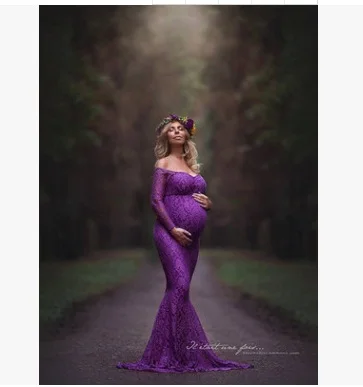 

New Lace Dresses Maternity Photography Props Transparent Pregnant Evening Dress Photo Shoot Gown Hollow Out Beach Clothes