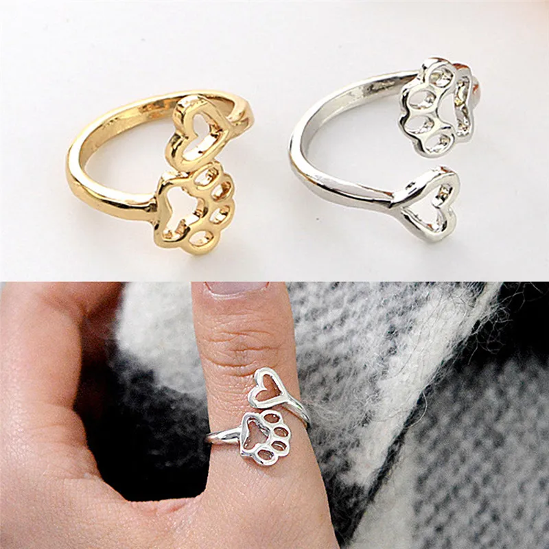 Новая мода всегда от моего сердца милое регулируемое кольцо с принтами ног