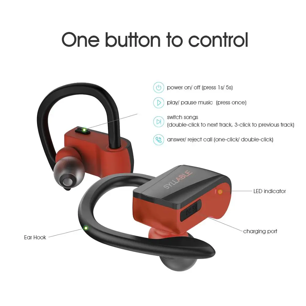 Оригинальные SYLLABLE D15 TWS 6 часов Bluetooth наушники истинные беспроводные стерео