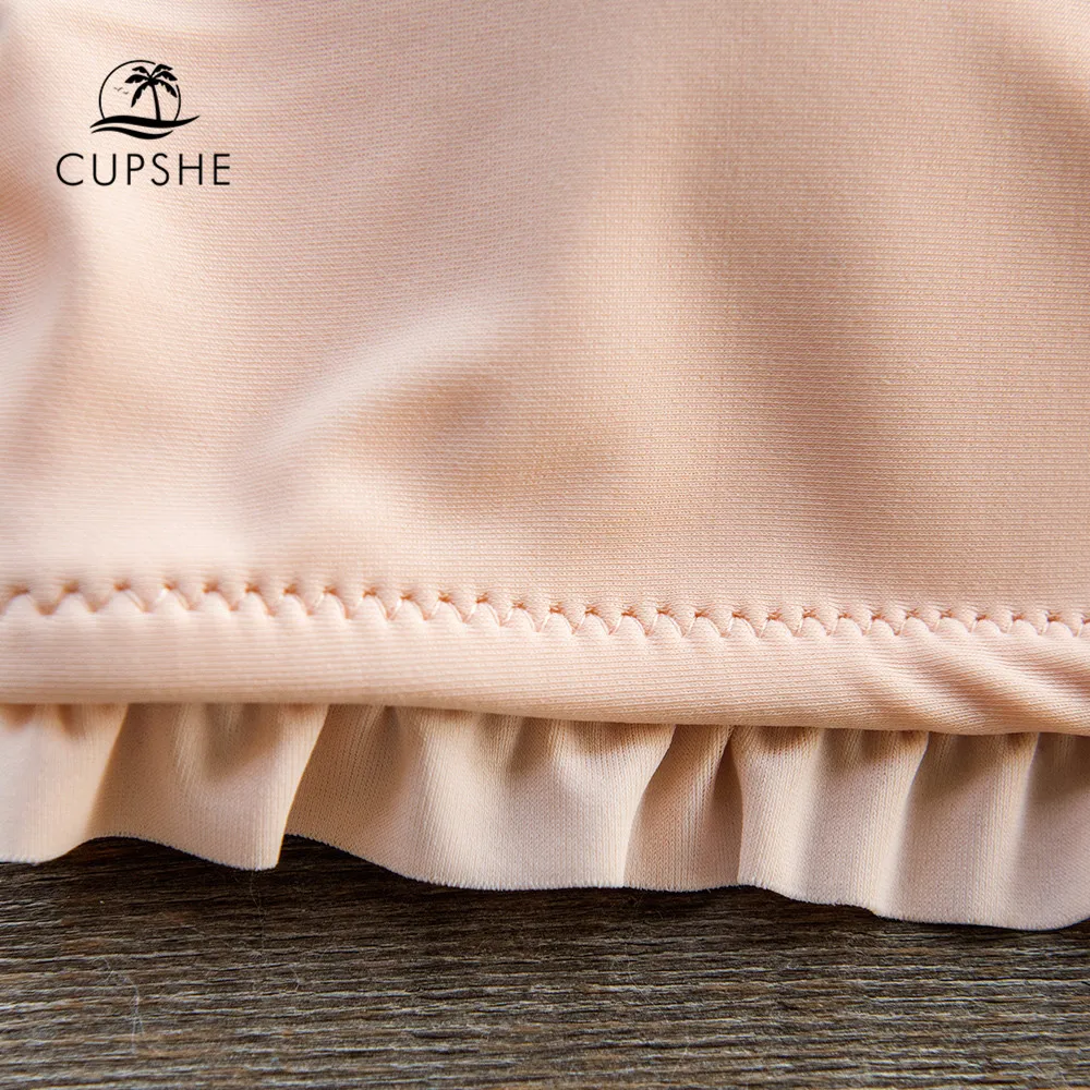 CUPSHE гофрированное бикини бандо с высокой талией купальник два предмета для