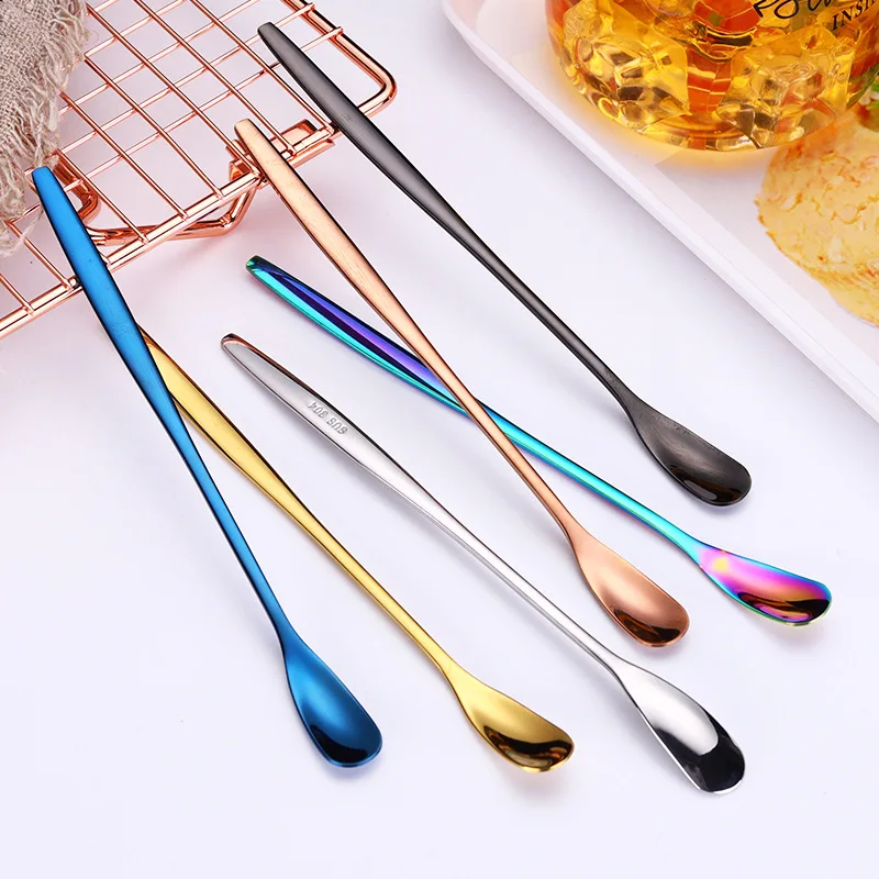 

High Quality Long Handled 304 Stainless Steel Coffee Spoon Ice Cream Dessert Tea Spoon for Picnic Tableware Kitchen Accessories