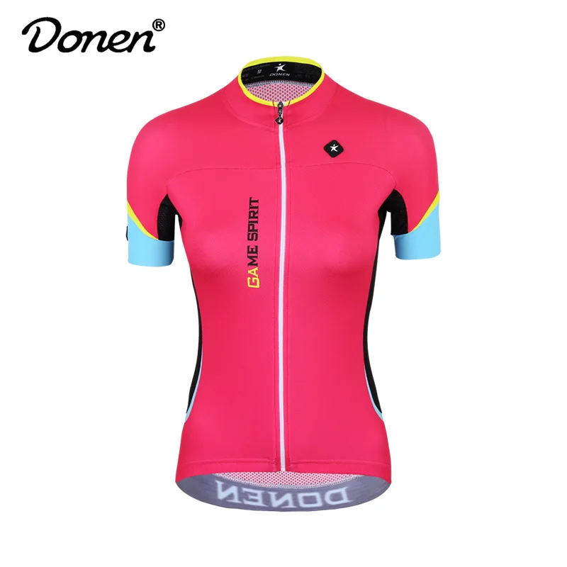 jersey DONEN, новинка, для велоспорта, женский, розовый, короткий рукав, Джерси, нагрудник, шорты, для езды на велосипеде, гоночная команда, дорожный, байкер, для велоспорта, спортивный костюм/комплект - Цвет: jersey