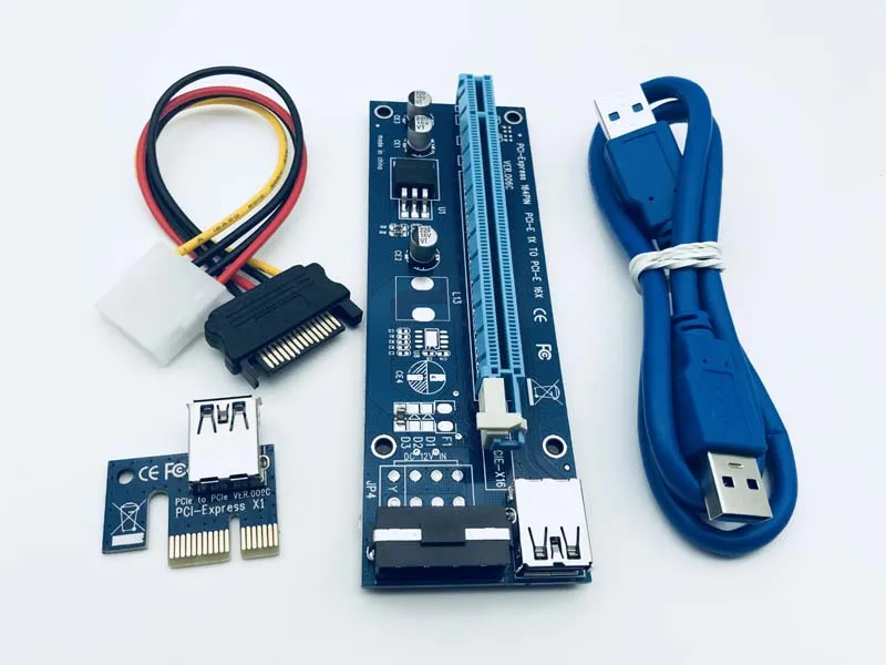 PCI Express USB Riser Mining Card E 1X to 16X Extender SATA 15 Pin 4 IDE источник питания для шахтерской машины| |