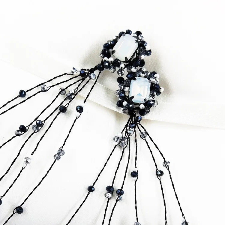 Новинка 2019 головной убор с черными бусинами лоза и серьги потрясающая повязка на