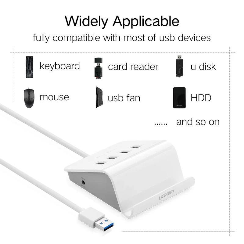 USB 3 0 концентратор Ugreen с держателем для телефона 4 порта разветвитель адаптер