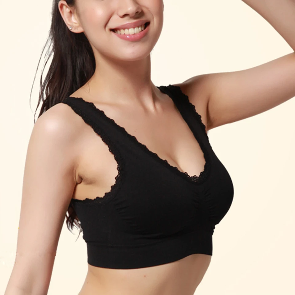 Новый женский двухслойный бюстгальтер с кружевной подкладкой бесшовный жилет