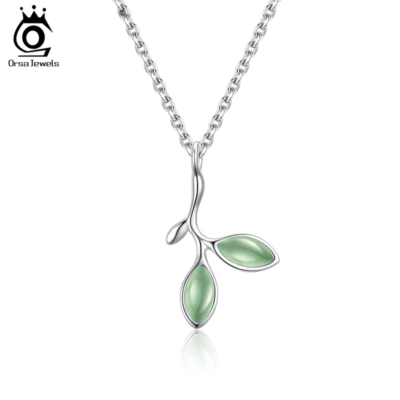 ORSA JEWELS цельное Стерлинговое серебро женские ожерелья с первоклассным рисунком кошачий глаз в виде листьев женские модные вечерние ювелирные изделия SN94