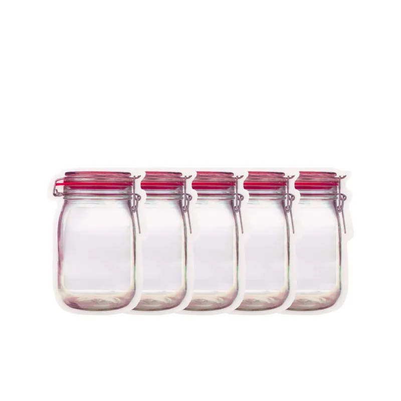 Красный LMETJMA многоразовые сумки Mason Jar, портативные сумки Mason Jar на молнии, пакеты для хранения еды, пакеты для хранения, Снэк сэндвич, Ziplock, сумки KC0248 - Цвет: Красный