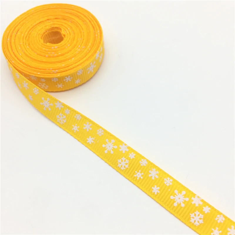 5 ярдов 3/"(10 мм) принт Снежинка Grosgrain лента для ремня Подарочная упаковка свадебные украшения Рождественские принадлежности#51-60