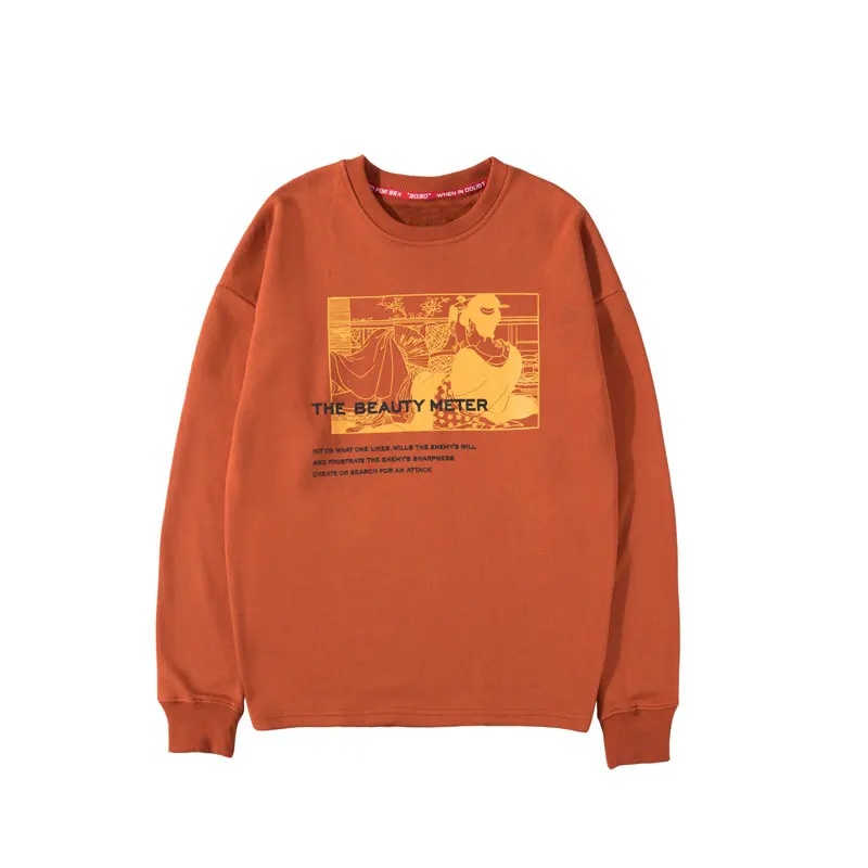 Orange Red GONTHWID Harajuku японский укийо-е принт пуловер толстовки мужские хип-хоп Повседневная Уличная толстовка модная мужская Толстовка Топ - Color: Orange Red