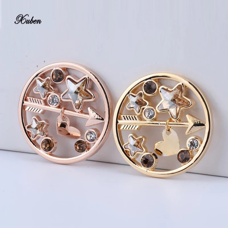 Лидер продаж золотой кулон с диском для монет 33 мм со стразами Сменное ожерелье