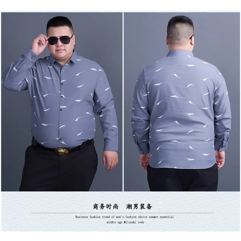 2017 New big size 8XL 7XL Men's Casual Shirts Full Sleeve Solid Printed Fashion Designer Dress Shirt Men Clothes Camisa Masculin | Мужская