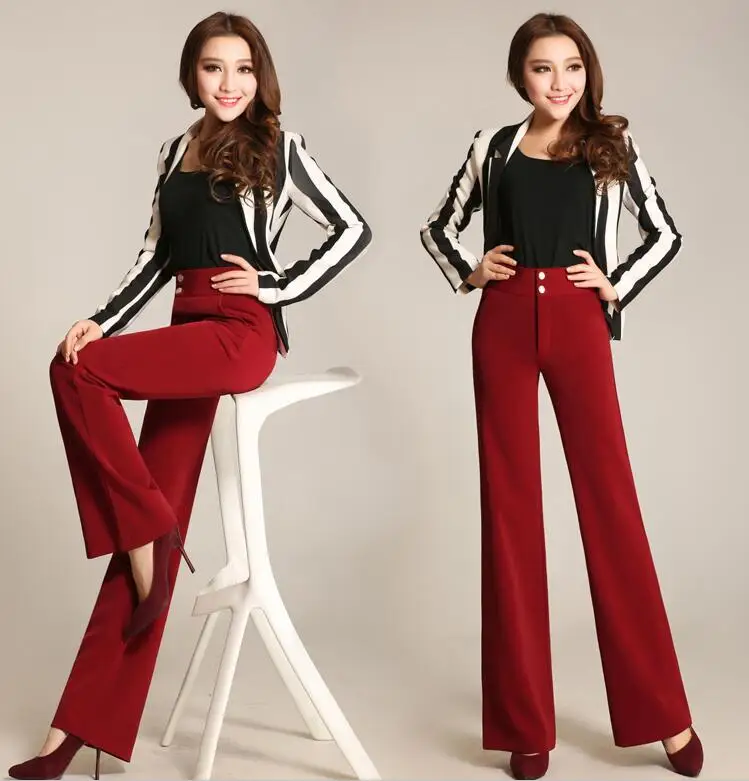 Женские офисные брюки с широкими штанинами повседневные однотонные