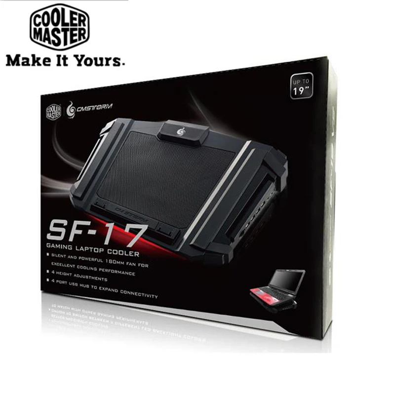 Cooler Master SF-17 охлаждающая подставка для ноутбука 10-1" ноутбук 18 см вентилятор 4 USB порта скользящая подставка охлаждающий вентилятор с светодиодный светильник