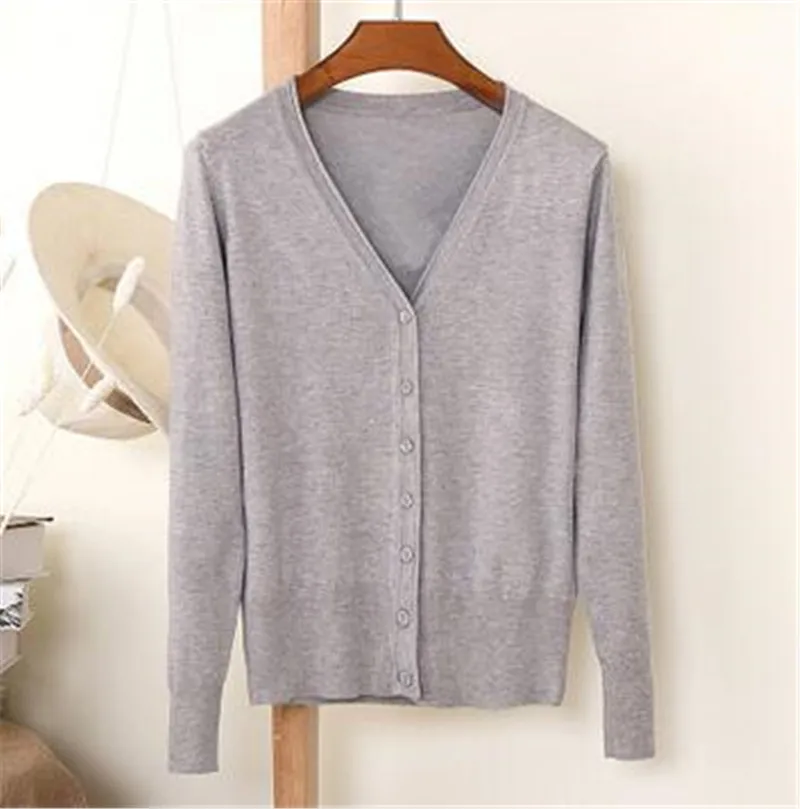 Женский однобортный свитер с длинным рукавом трикотажный кардиган большого