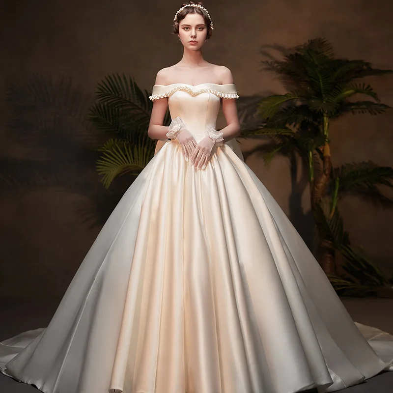 luxury White Stain Wedding Dresses 2019 Simple Dress Bridal Gown Party vestido de noiva princesa | Свадьбы и торжества