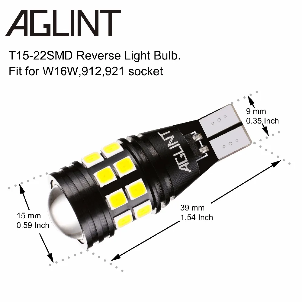 AGLINT 2 шт. T15 T16 W16W 921 912 Автомобильная Запасная лампа задние фонари светодиодный Canbus