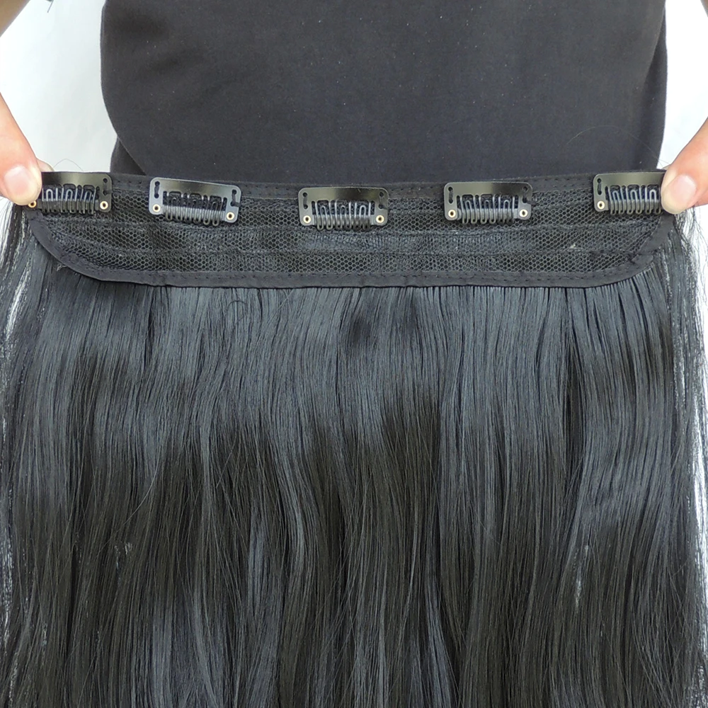 Cabelo синтетического или мега наращивание волос синтетический 5 clip in extension piece jet black