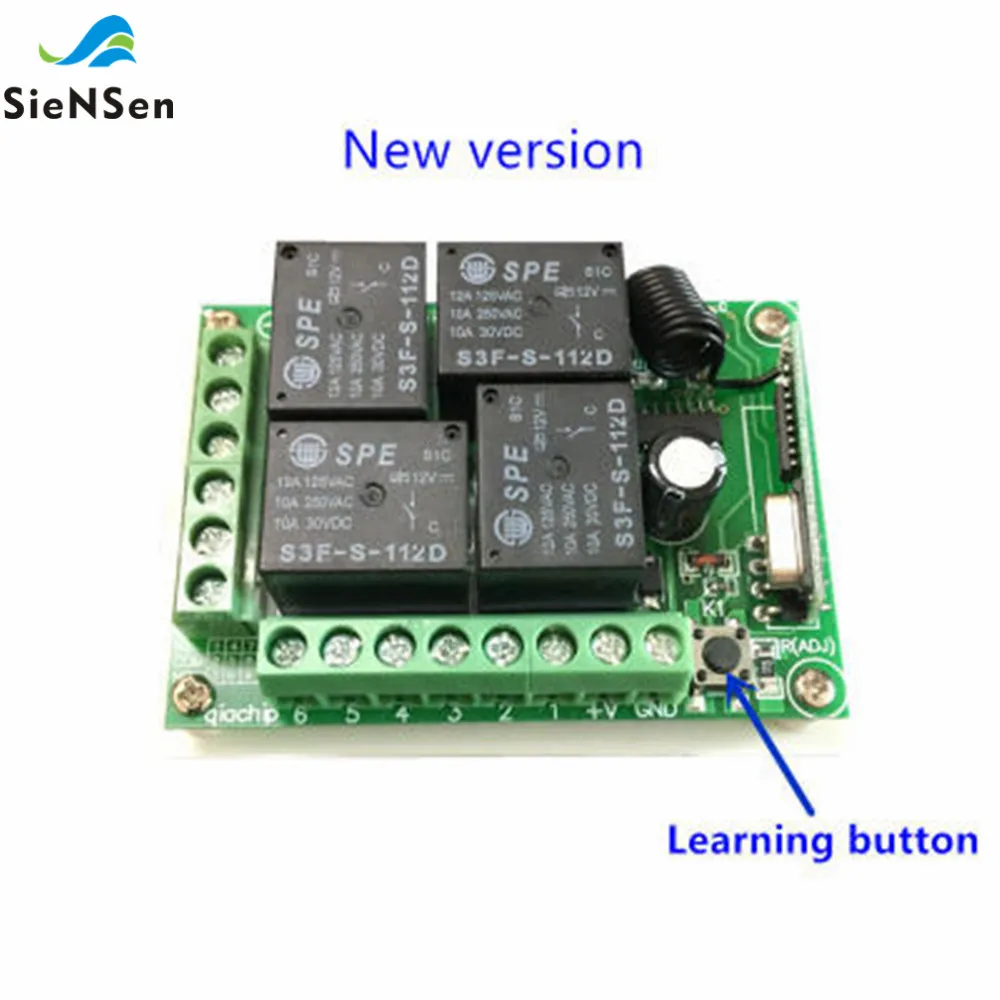 SienSen DC12V 4-способ Беспроводной удаленного коммутатора реле металлических 4 кнопки Электрический створка двери гаража Управление свет Управление TR1204