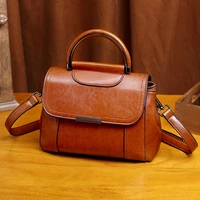 Designer Women Handbag Female Oil Wax Cowhide Genuine Leather Bags Handbags Ladies Portable Shoulder Bag Office lady Totes bolsa