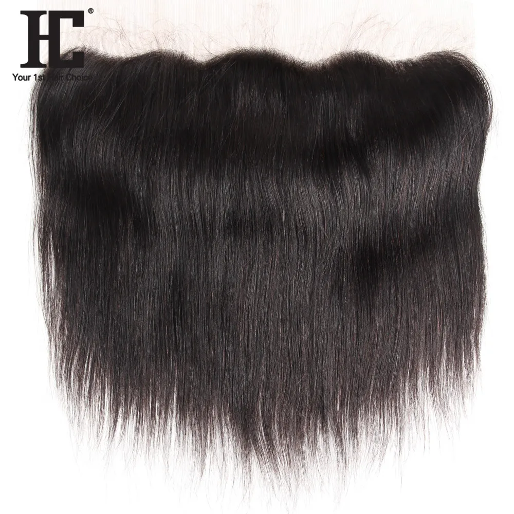 HC Hair Products перуанские прямые человеческие волосы Кружева Фронтальная с детскими волосами один пучок 13x4 дюймов ухо в ухо парик из волос Реми