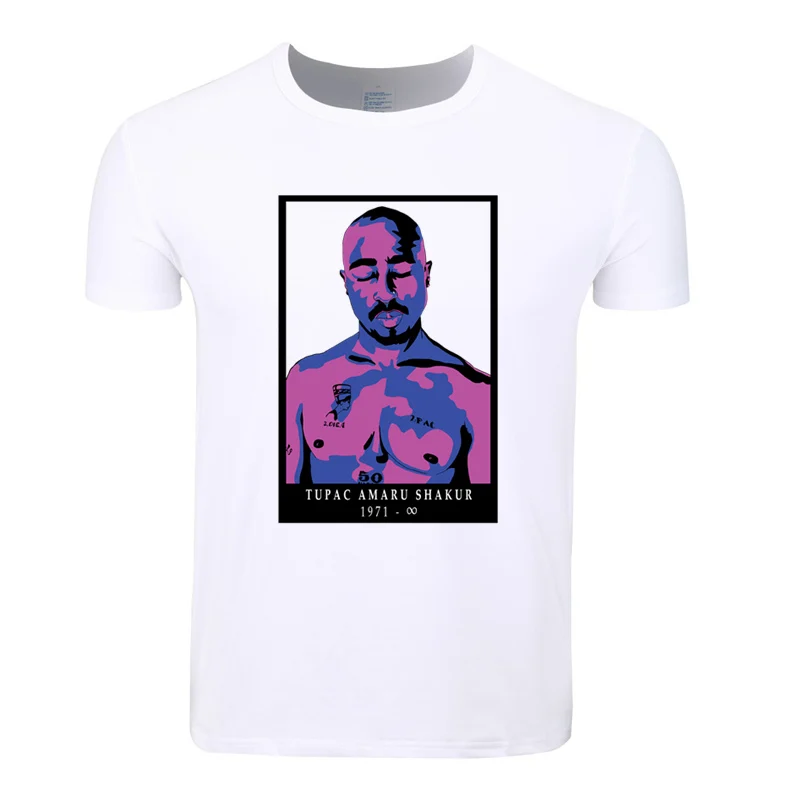 Азиатский размер принт американский рэппер Тупак Makaveli 2pac футболка с О-образным