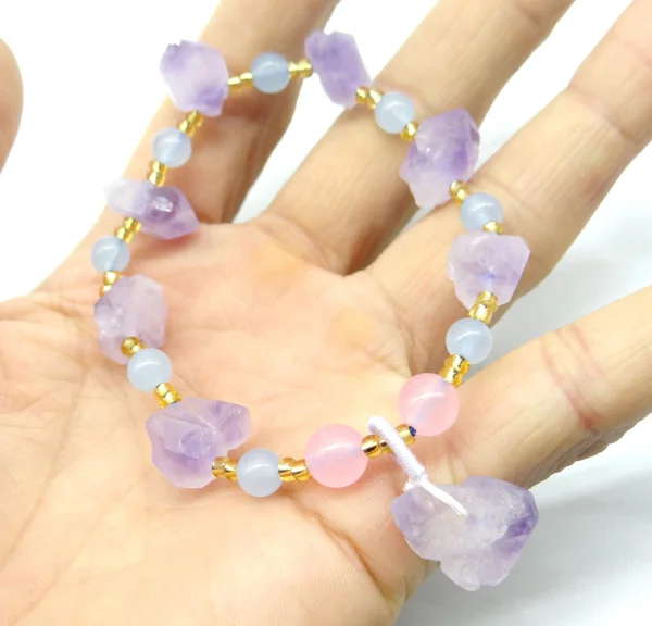 Wholesale Top Quality Natural Stone Raw Ore amethyst Jewelry Irregular Pendant Women Bracelets Making 1PC | Украшения и