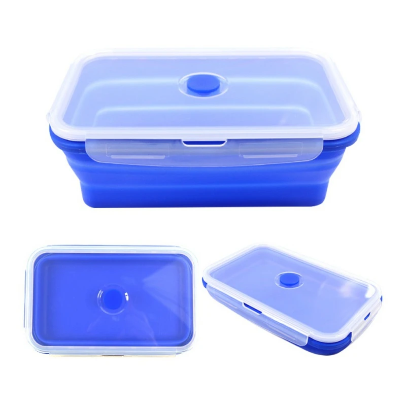 XL-Blue Горячая Складная Силиконовая коробка для обедов, Кухонный Контейнер для хранения еды, микроволновая посуда с изображениями фруктов, домашний портативный органайзер для улицы - Цвет: XL-Blue