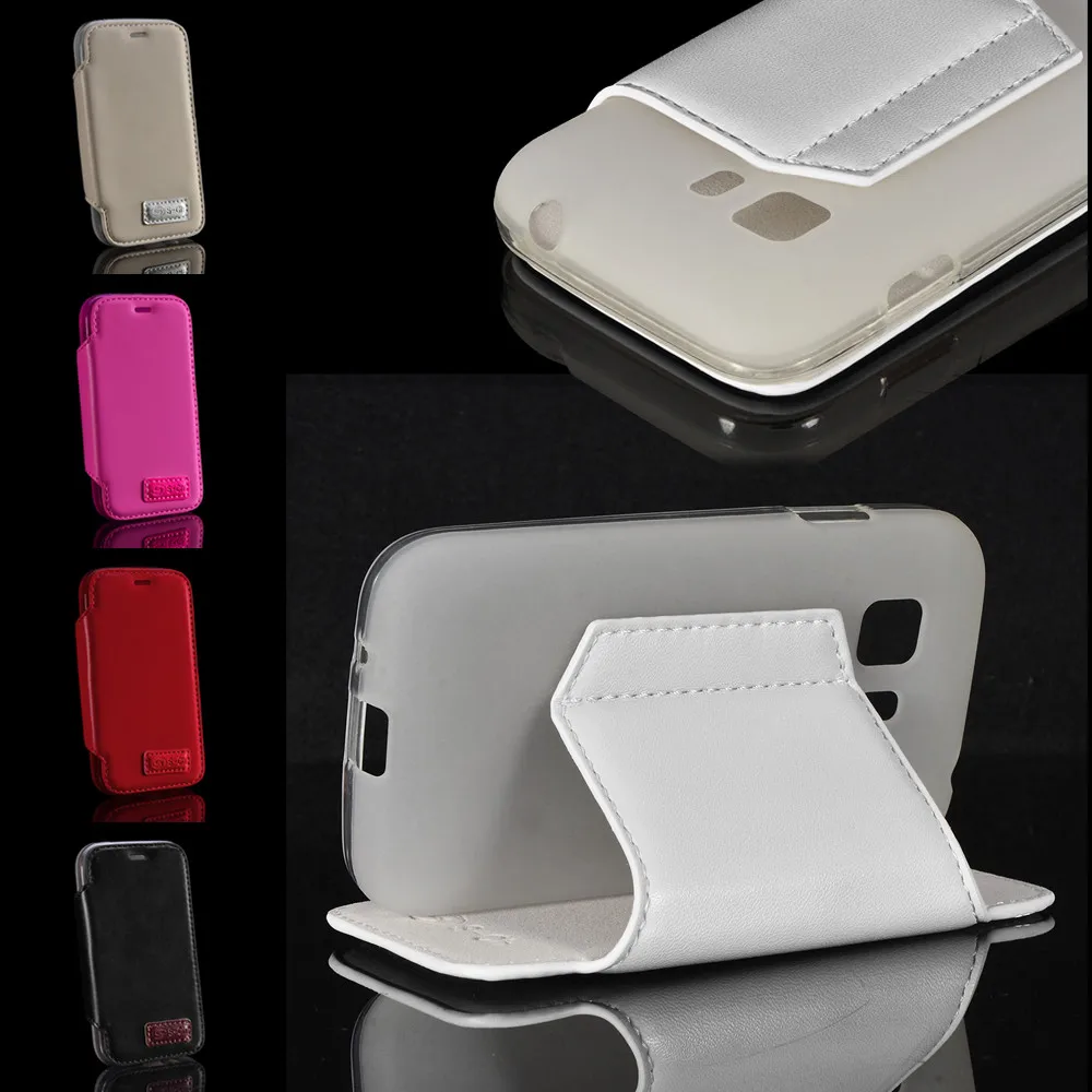 Флип чехол из искусственной кожи с отделениями для карт Samsung Galaxy Young 2|leather flip|for