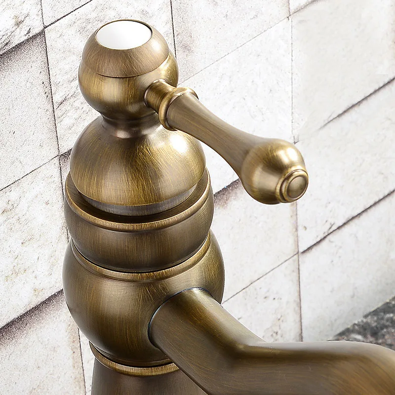 Смесители для раковины в ванную комнату античная латунь цвет одно отверстие