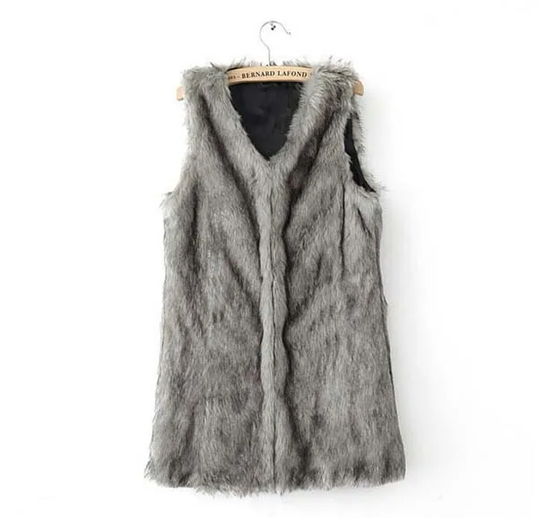 Женский зимний жилет из искусственного лисьего меха модный длинный без рукавов