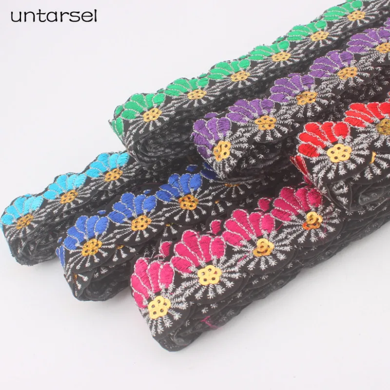 2018 высокое качество кружева ткань вышивка цветы пайетки ленты цветные тканые sangle