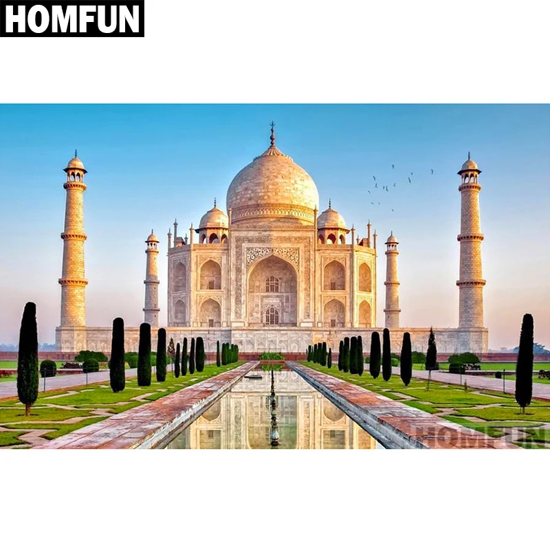 Алмазная 5D картина HOMFUN Тадж Махал полноразмерная/круглая вышивка мозаика