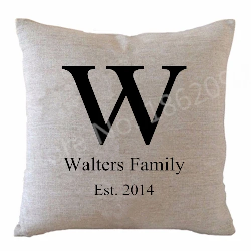 Индивидуальные наволочки с монограммой инициала именем семьи на заказ