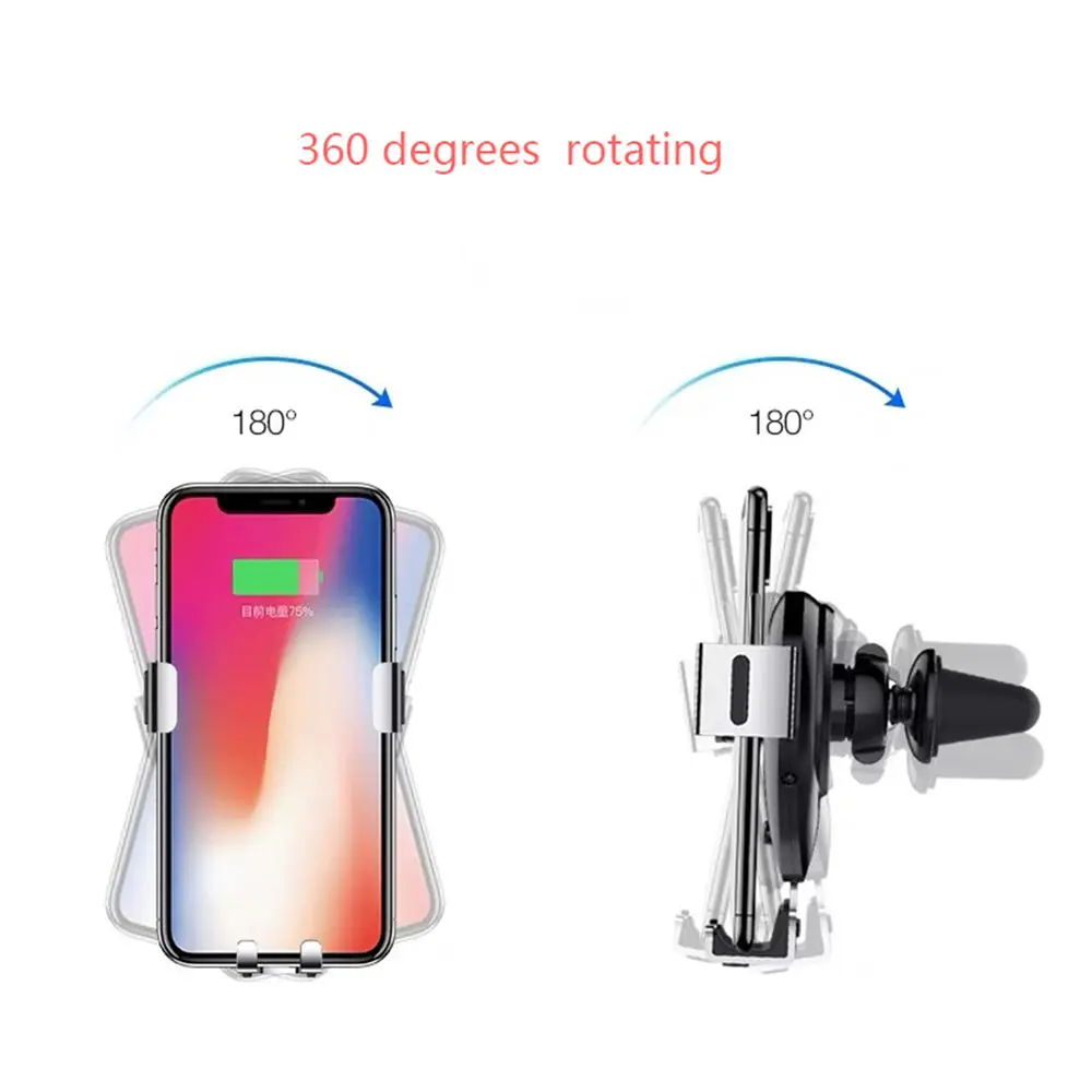 Automatic phone holder and wireless car charger 10W universal gravity metal air vent mount stand for Smartphone | Мобильные телефоны