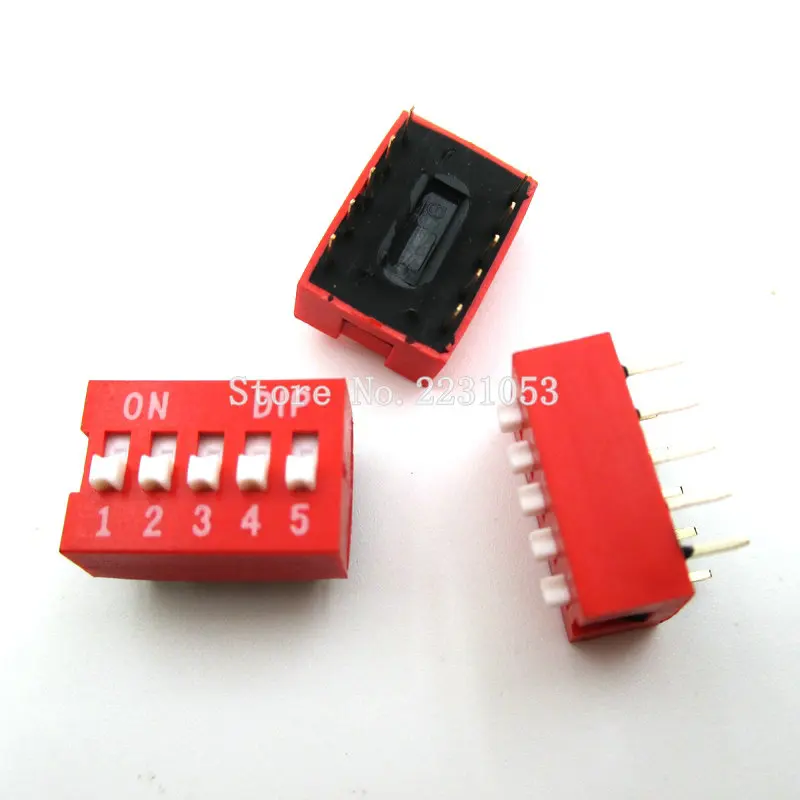 

20PCS/Lot DIP Switch 5 Way 2.54mm Toggle Switch Red Snap Switch Wholesale