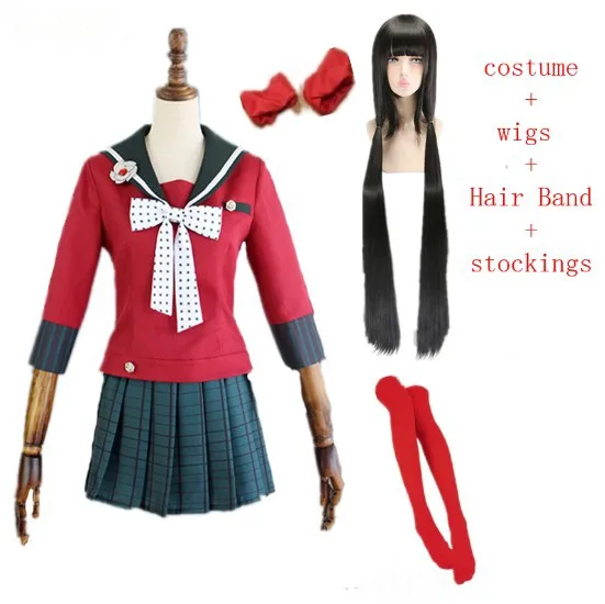 Danganronpa V3 Killing Harukawa Maki Школьная форма Косплей Костюм Любой Размер - Цвет: costume and wigs